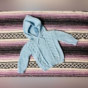 VTG 1980s Cozy Blue Knit Baby Hoodie
